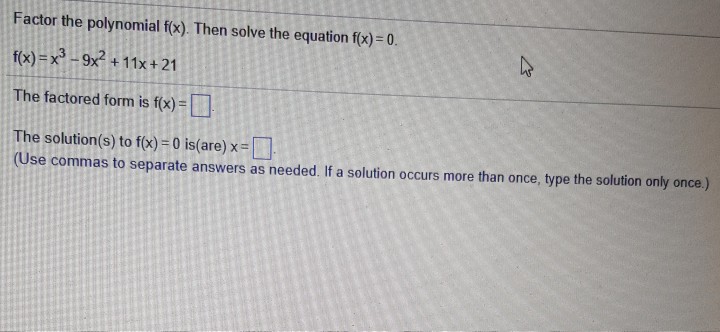 Solved Factor The Polynomial Fx Then Solve The Equation Chegg