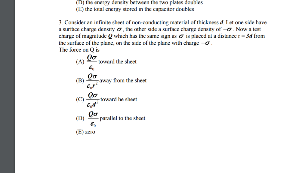 Solved Consider An Infinite Sheet Of Non Conducting Material Chegg