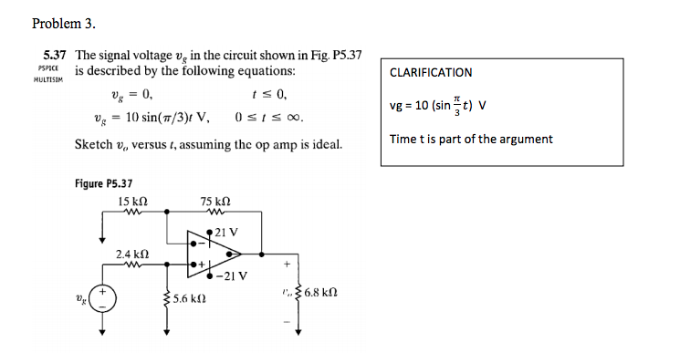 Solved The Signal Voltage Vg In The Circuit Shown In Fig Chegg