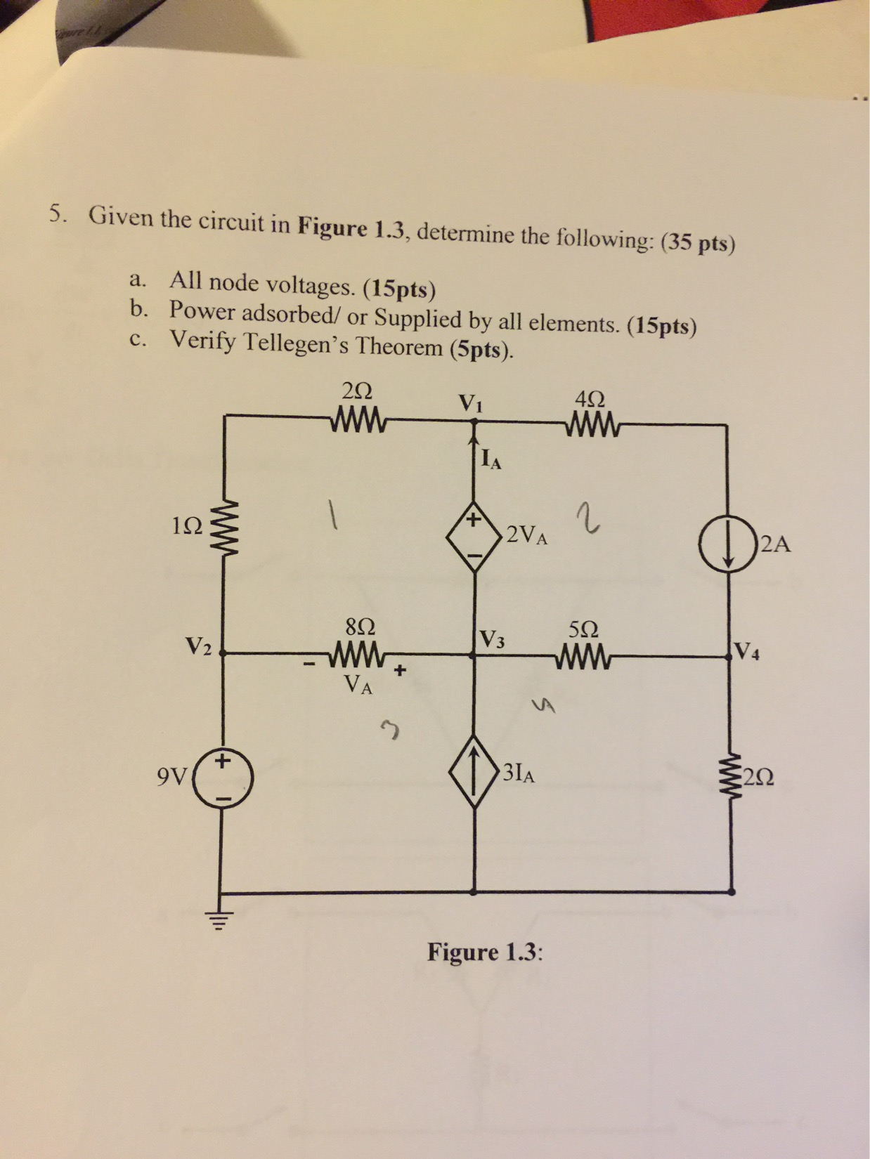 Solved 5 Given The Circuit In Figure 1 3 Determine The Chegg