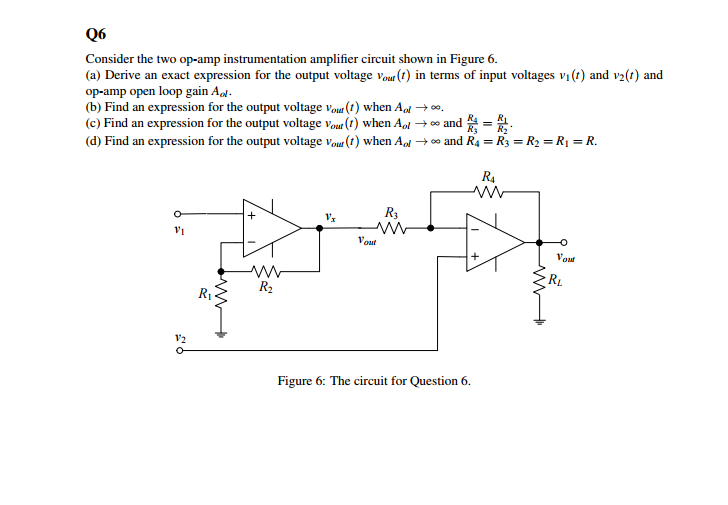Solved Consider The Two Opamp Instrumentation Amplifier
