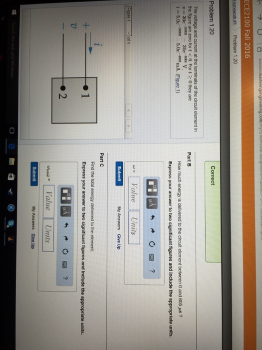 Solved The Voltage And Current At The Terminals Of The Chegg