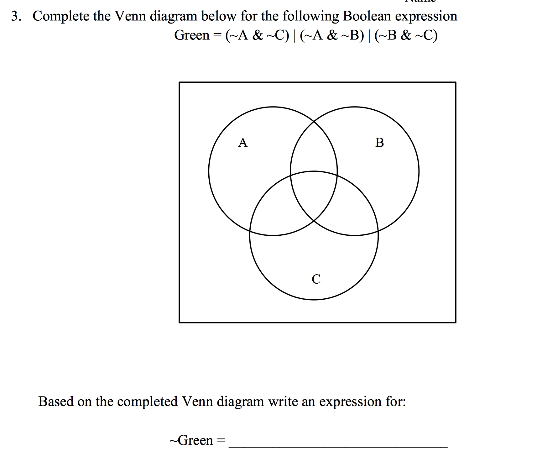 Solved Complete The Venn Diagram Below For The Following Chegg