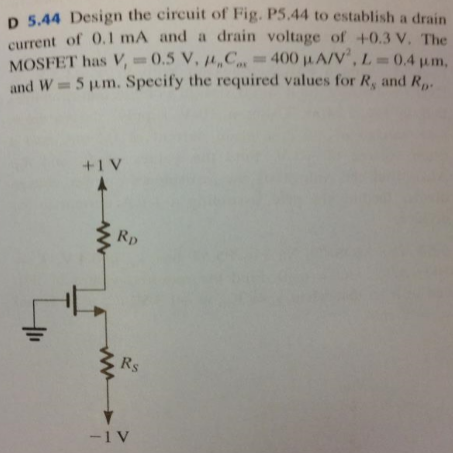 Solved Design The Circuit Of Fig P To Establish A Drain Chegg