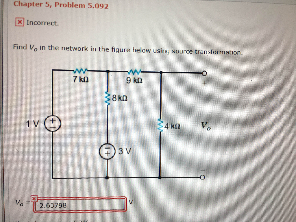 Solved Find Vo In The Network In The Figure Below Using Chegg