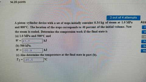 Solved A Piston Cylinder Device With A Set Of Stops Chegg