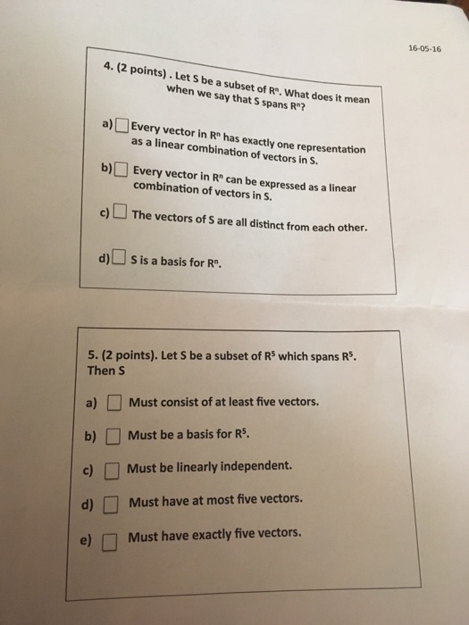 Solved Let S Be A Subset Of R N What Does It Mean When We Chegg