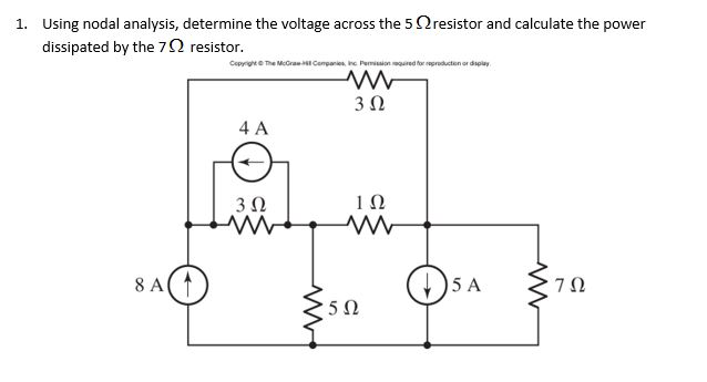 Solved Using Nodal Analysis Determine The Voltage Across Chegg