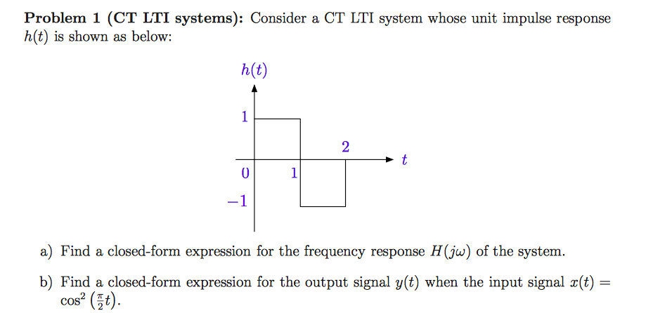 Consider A Ct Lti System Whose Unit Impulse Response Chegg