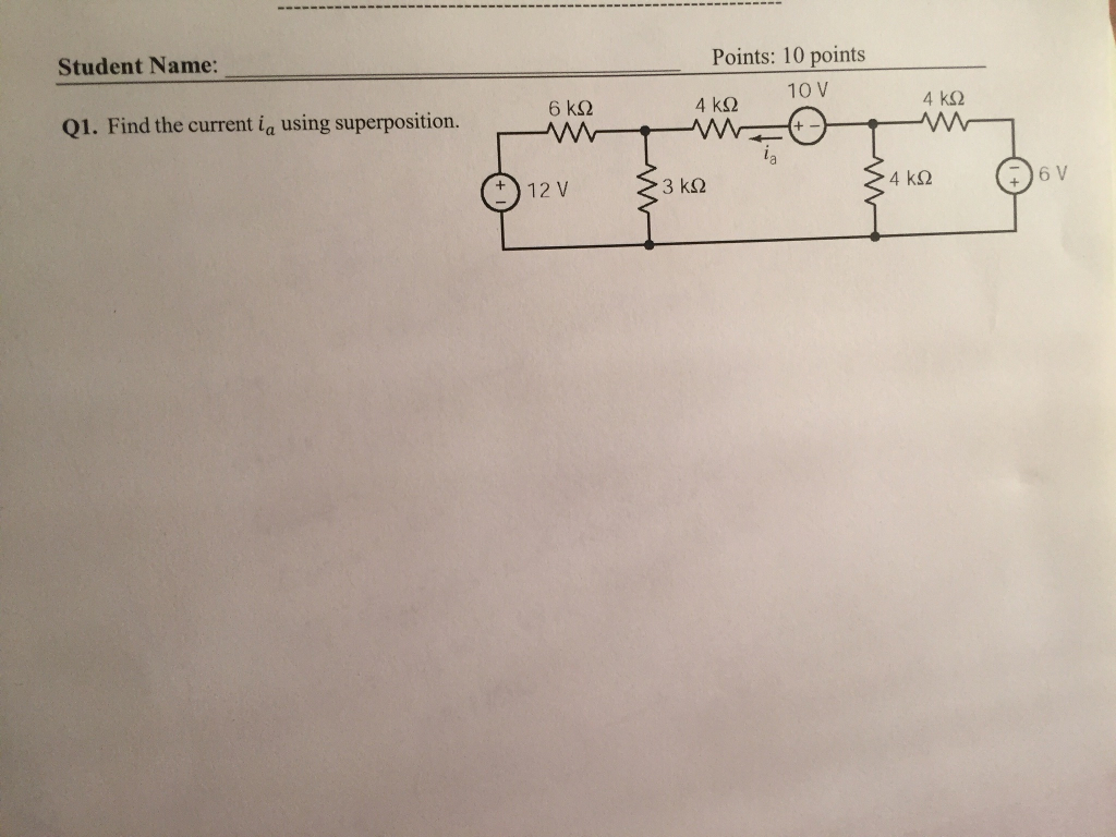 Solved Find The Current I A Using Superposition Chegg