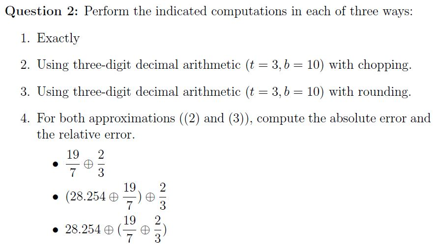 Solved Perform The Indicated Computations In Each Of Three Chegg