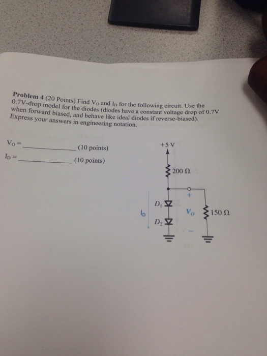 Solved Find V And I D For The Following Circuit Use The Chegg