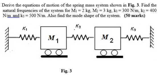 Solved Derive The Equations Of Motion Of The Spring Mass Chegg