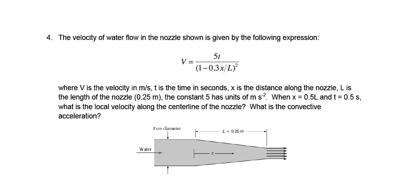 Solved The Velocity Of Water Flow In The Nozzle Shown Is Chegg