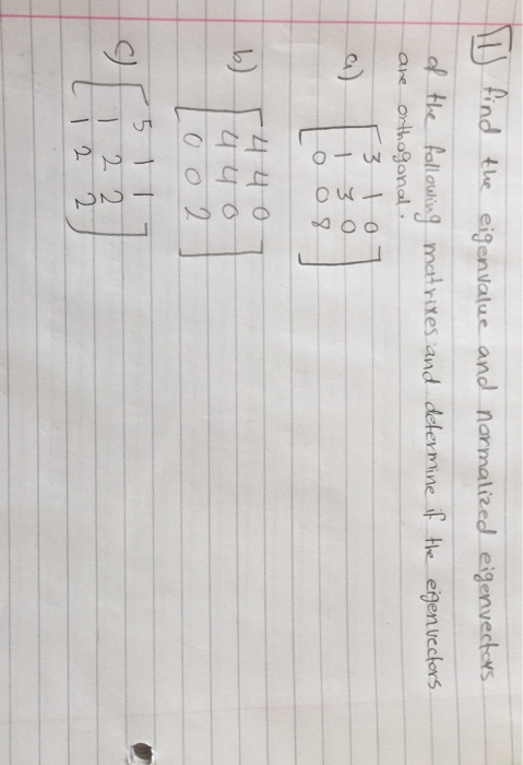 Solved Find The Eigenvalue And Normalized Eigenvectors Of Chegg