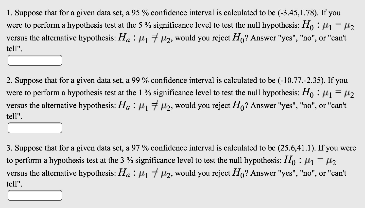 Hypothesis testing  confidence interval: mean sleep