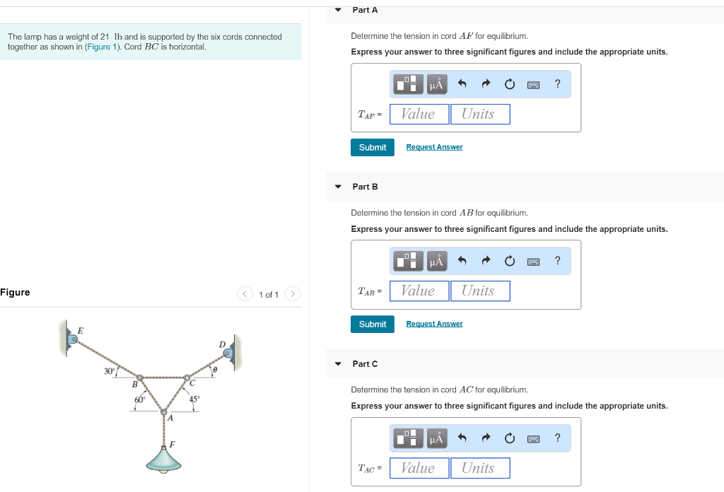 Solved Part A The Lamp Has A Weight Of Lb And Is Chegg