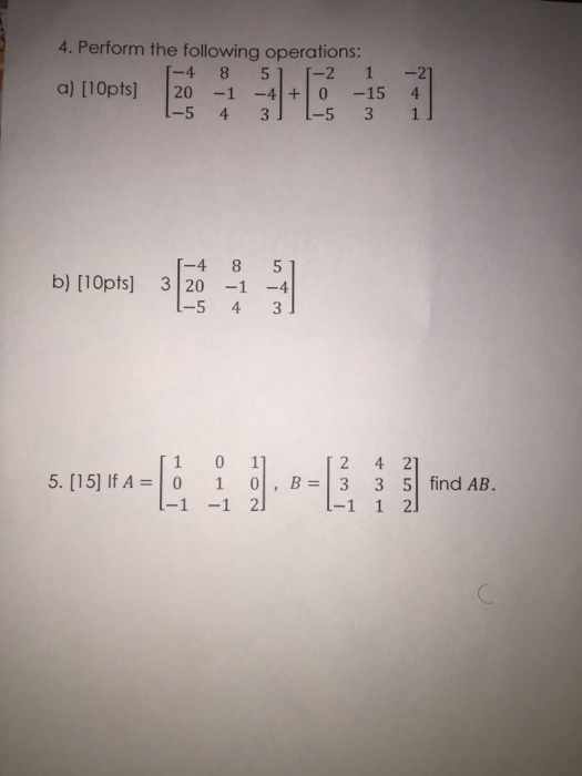 Solved Perform The Following Operations Chegg