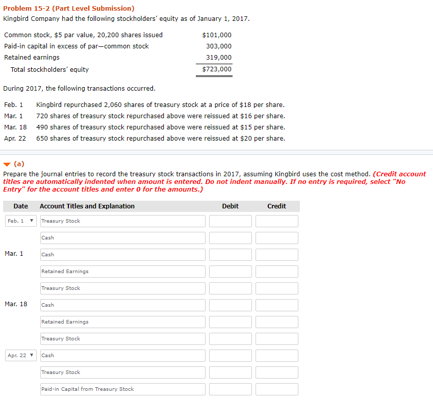 Solved Problem Part Level Submission Kingbird Company Chegg