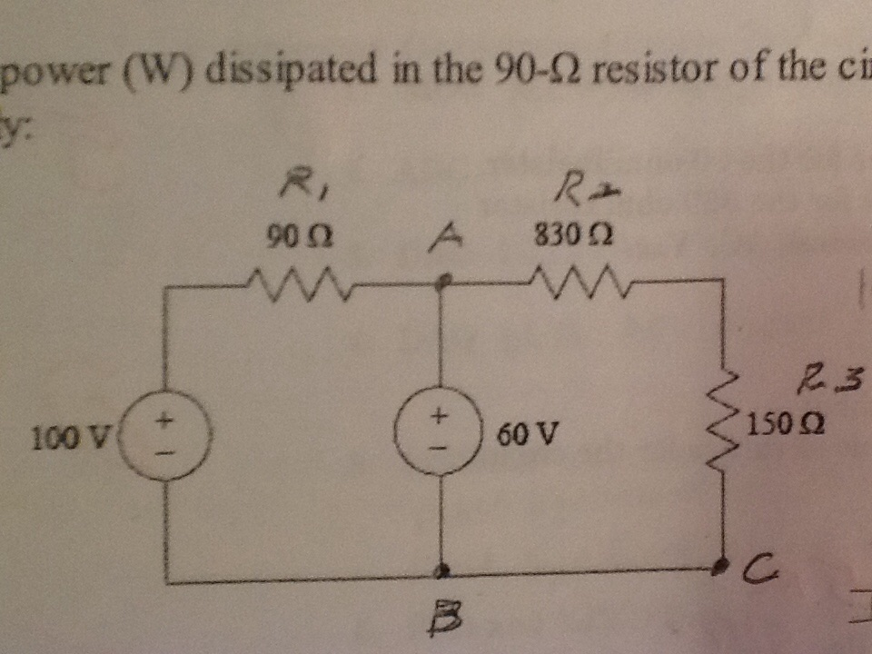 Solved The Power Dissipated In The 90 Ohm Resistor Of The Chegg