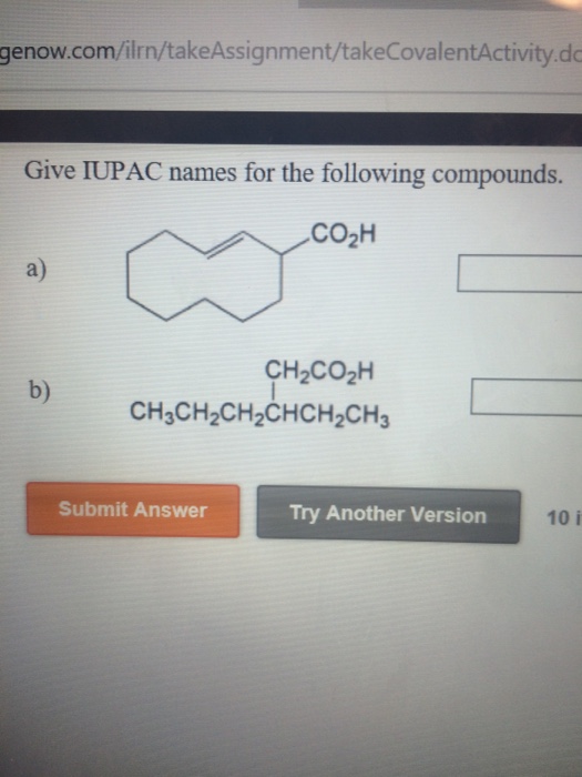 Solved Give IUPAC Names For The Following Compounds Chegg