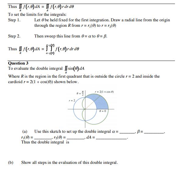 Solved Thus Doubleintegral R R Theta DA Chegg