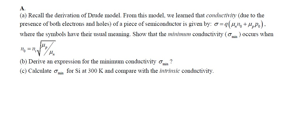 Solved Recall The Derivation Of Drude Model From This Chegg