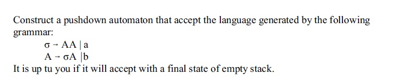 Solved Construct A Pushdown Automaton That Accept The Chegg