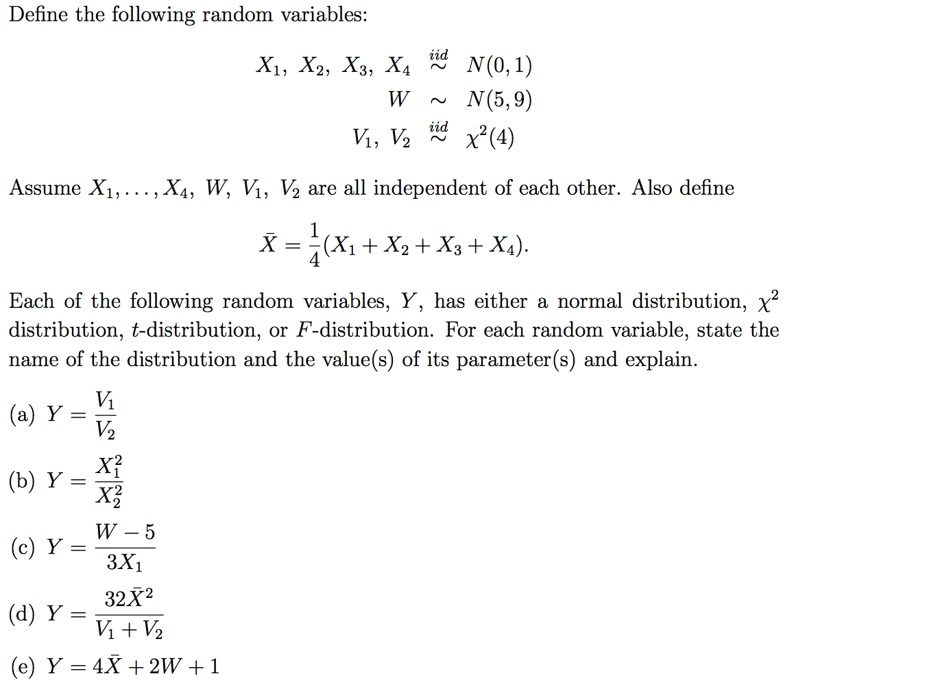 Solved Define The Following Random Variables X X Chegg