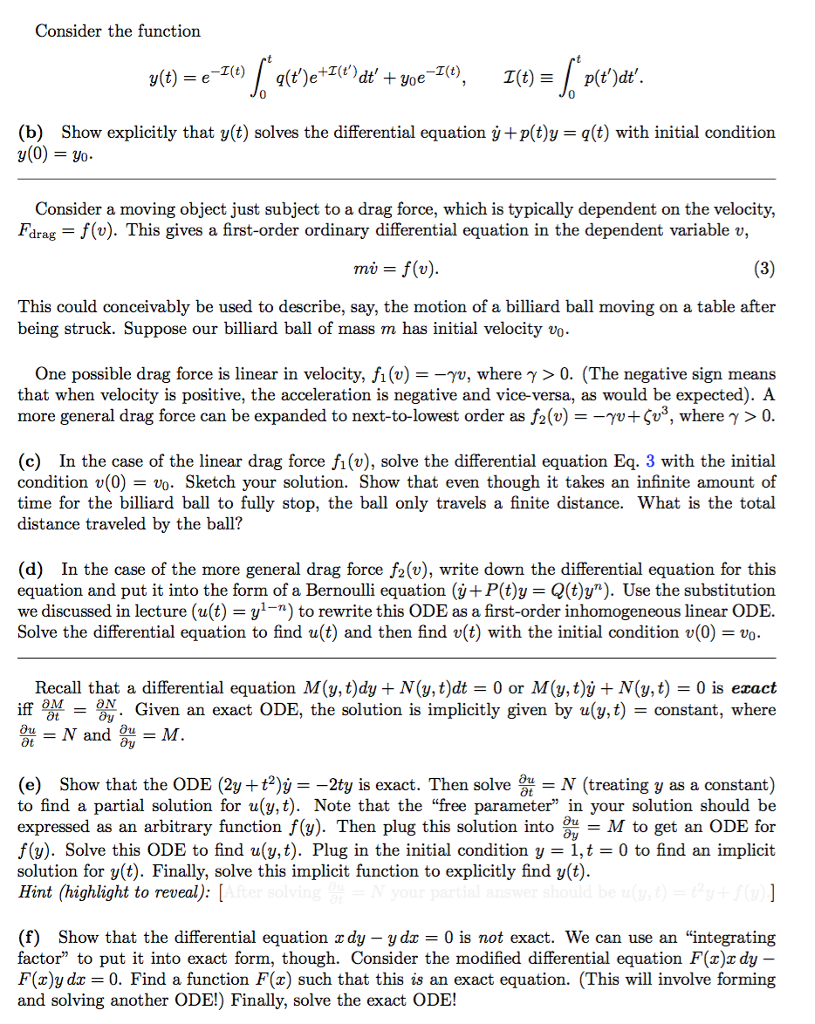 Solved Consider The Inhomogeneous Linear ODE Dy D COs Sin Chegg