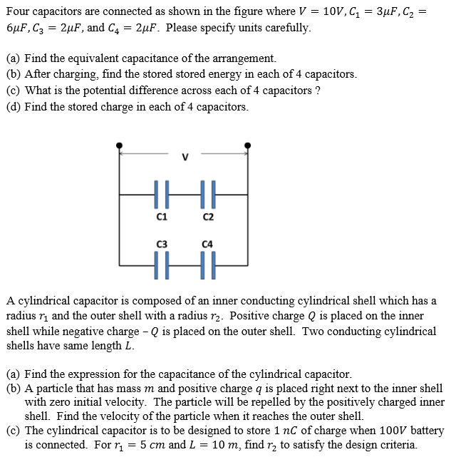 Solved Four Capacitors Are Connected As Shown In The Figure Chegg