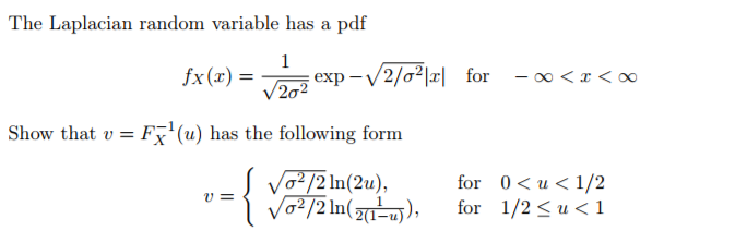 Solved The Laplacian Random Variable Has A Pdf X X Chegg