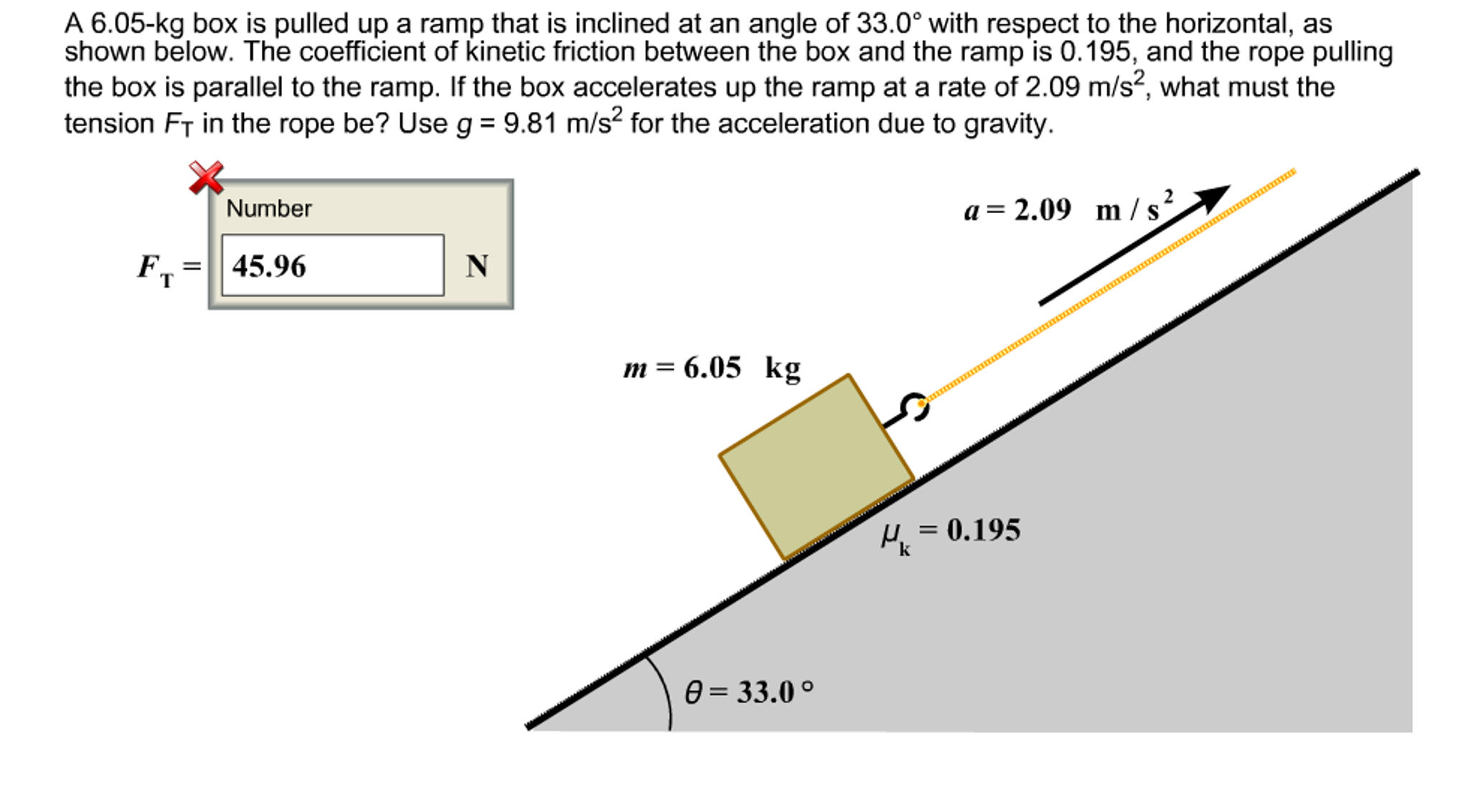 Solved A Kg Box Is Pulled Up A Ramp That Is Inclined At Chegg