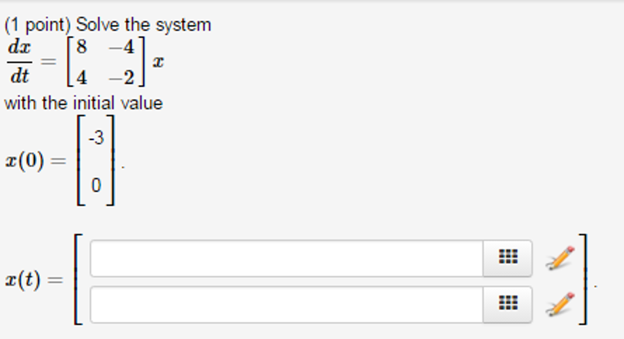 Solved Solve The System Dx Dt 8 4 4 2 X With The Chegg