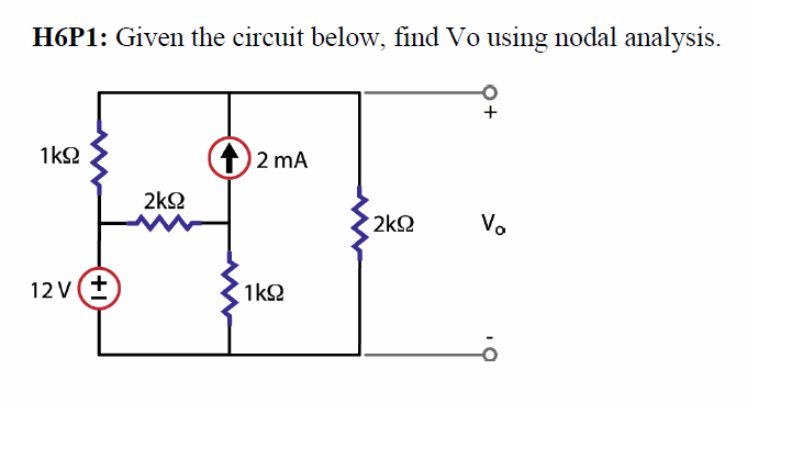 Find Vo In The Circuit Below Using Nodal Analysis