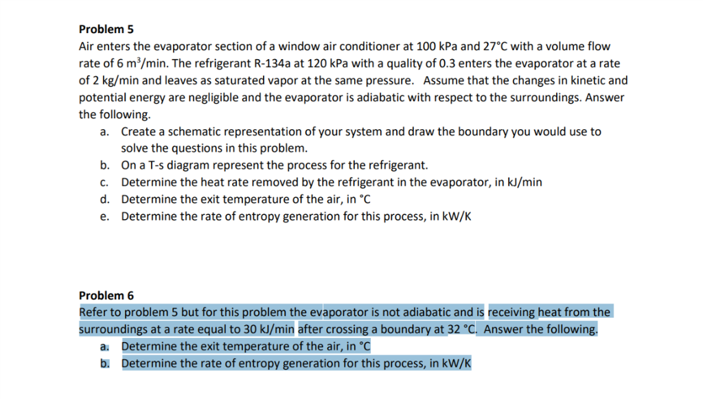 Solved Problem5 Air Enters The Evaporator Section Of A Chegg