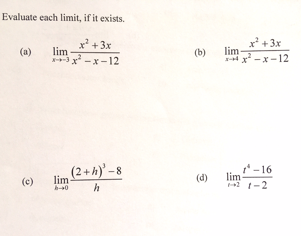 Solved Evaluate Each Limit If It Exists A Lim X Chegg