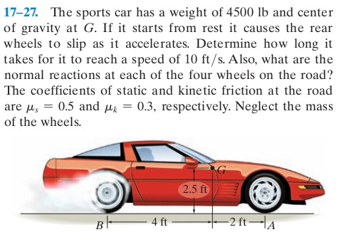 Solved The sports car has a weight of 4500 lb and center of Solved The sports car has a weight of 4500 lb and center of