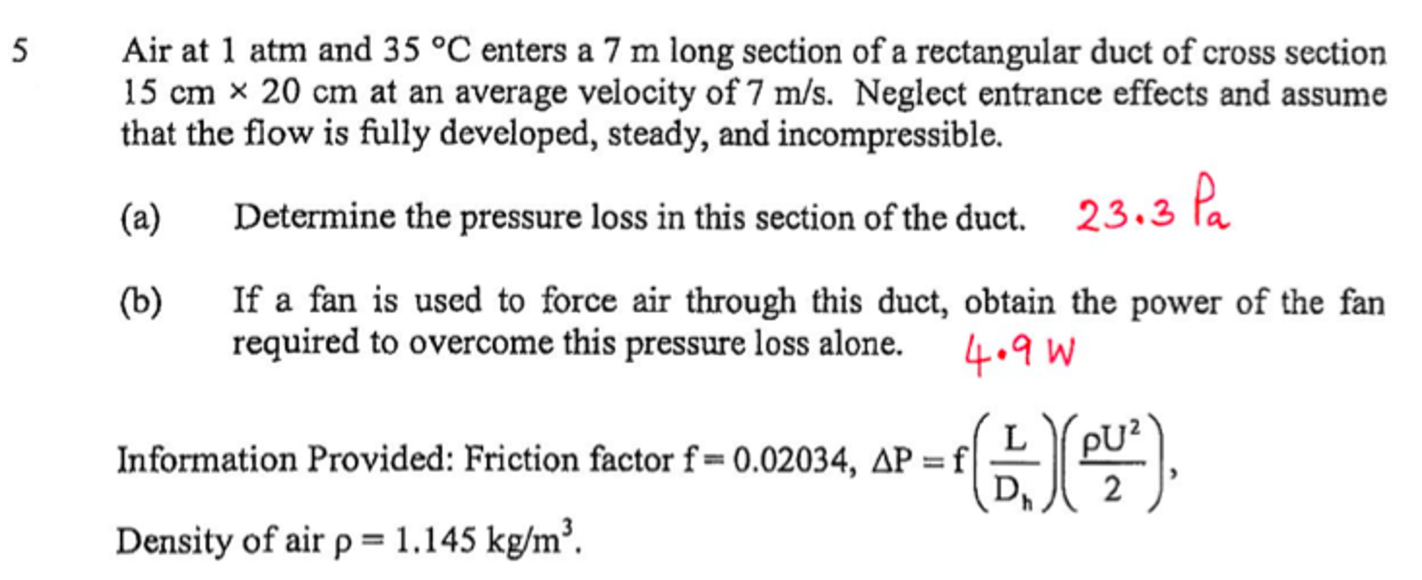 Solved Air At 1 Atm And 35 Degree C Enters A 7 M Long Chegg