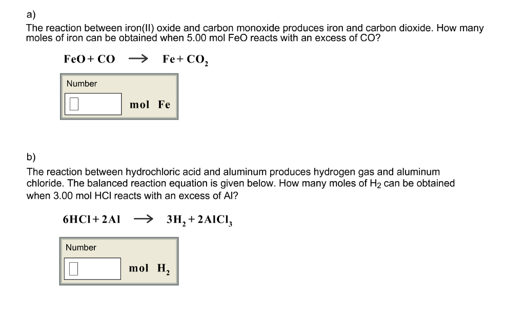 Solved A The Reaction Between Iron Ii Oxide And Carbon Chegg