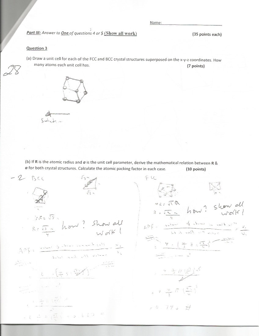 atomic packing factor for bcc and fcc