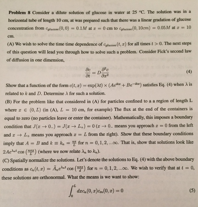 Solved Problem Consider A Dilute Solution Of Glucose In Chegg