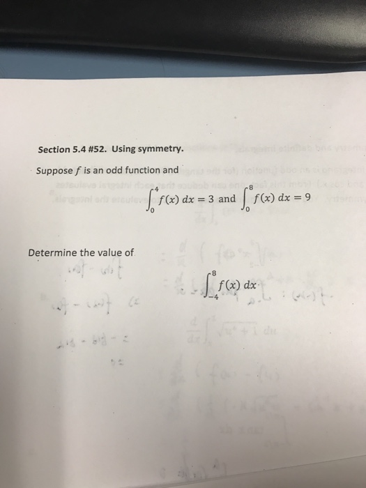 Solved Suppose F Is An Odd Function And Integral 0 4 F X Dx Chegg