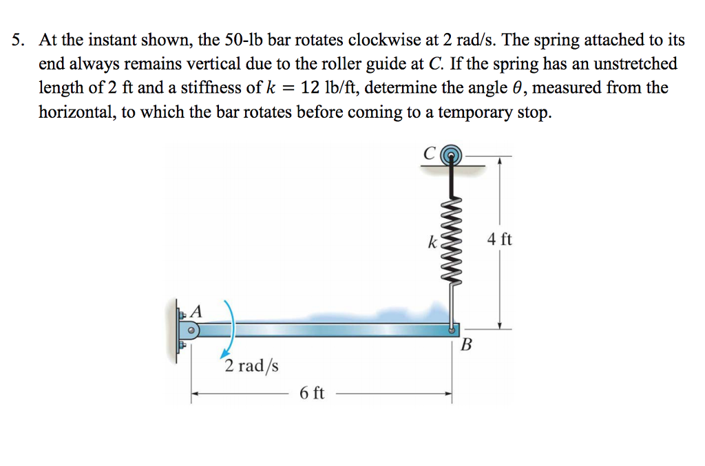 Solved 5 At The Instant Shown The 50 Lb Bar Rotates Chegg