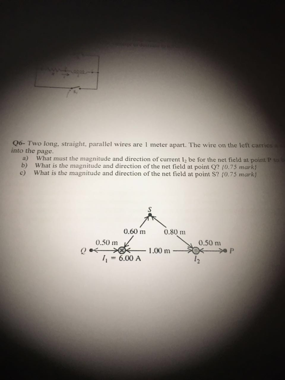 Solved Two Long Straight Parallel Wires Are 1 Motor Apart Chegg