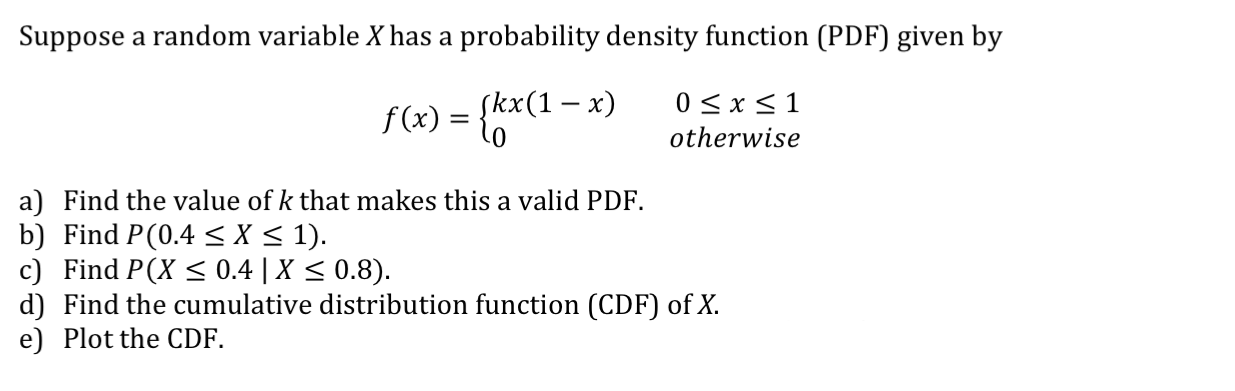 Solved Suppose A Random Variable X Has A Probability Density Chegg