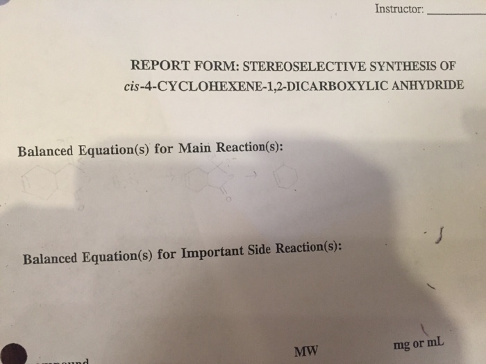 Solved Report Form Stereoselective Synthesis Of Chegg