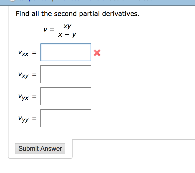 Solved Find All The Second Partial Derivatives V Xy X Y Chegg