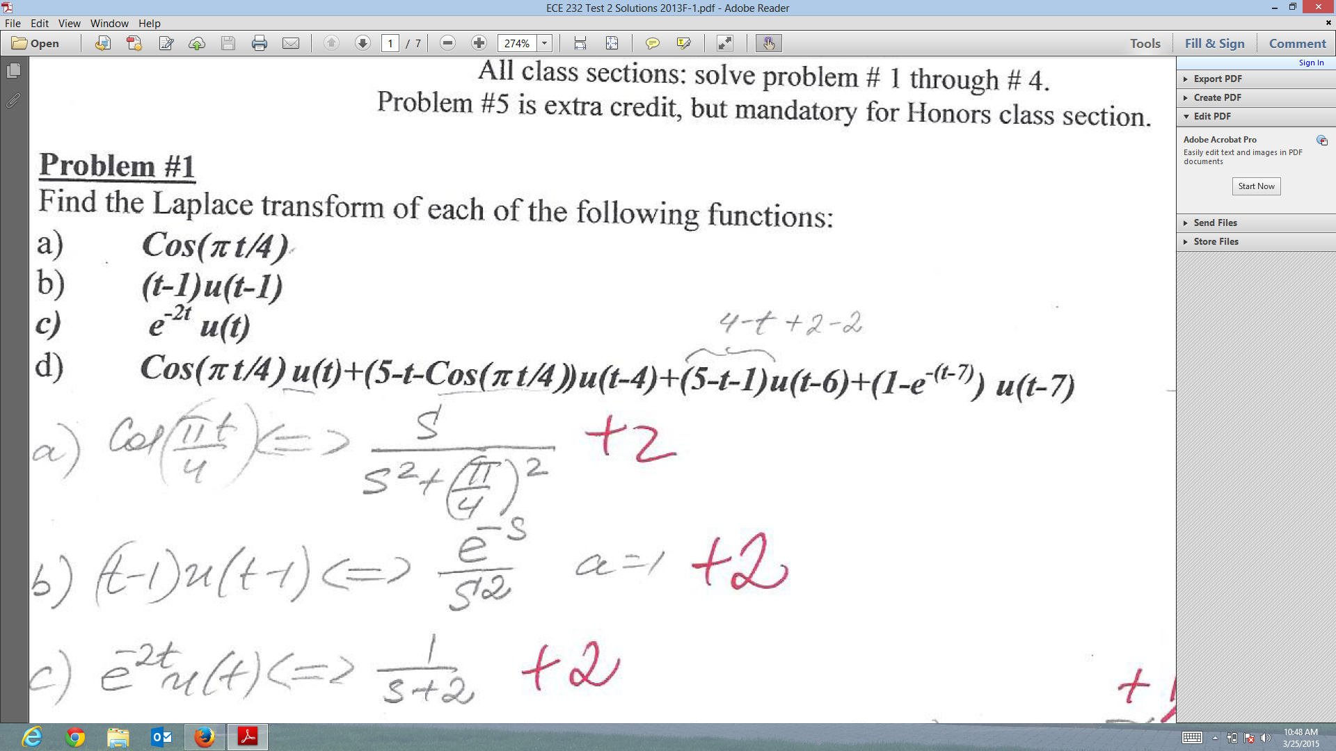 Find The Laplace Transform Of Each Of The Following Functions