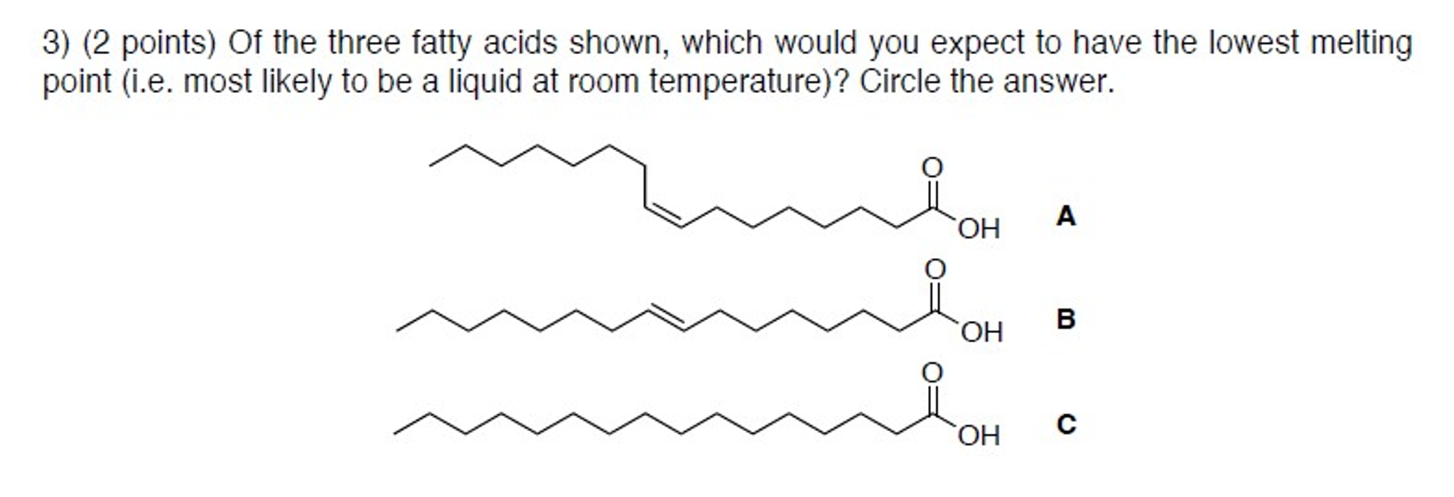 Solved Of The Three Fatty Acids Shown, Which Would You Ex...
